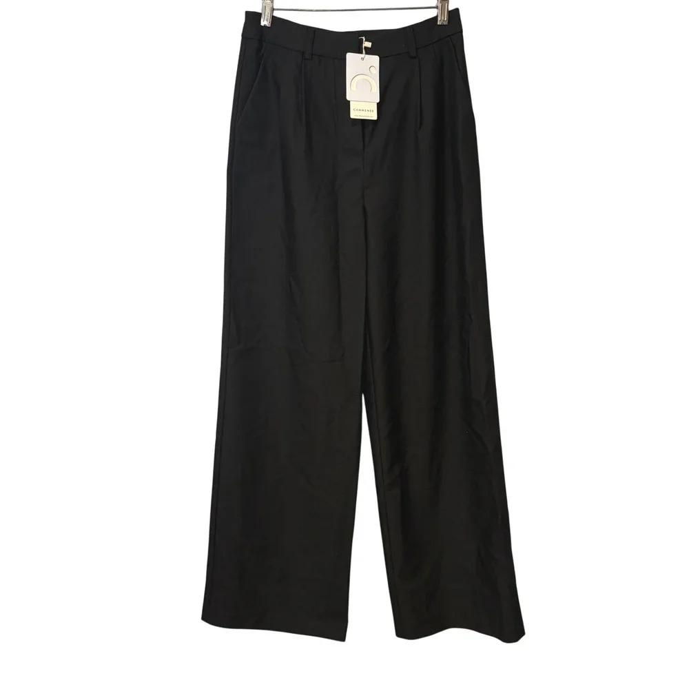 Commense NWT Wide Leg Trousers Women S Black High Waisted Tailored Pants Capsule